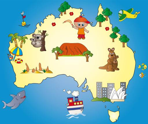 Devlet, ülke, kıta, deniz, okyanus, tekne, koala Milena Moiola (Adelaideiside)