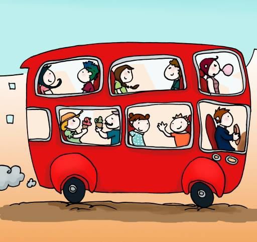 otobüs, çocuklar, sürücü, sürücü Viola Di Pietro (Violad)
