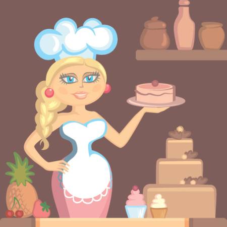 bayan, sarışın, aşçı, kek, kadın, mutfak Klavapuk - Dreamstime