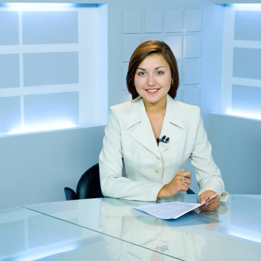 Kadın, haber, televizyon, stüdyo, mavi Alexander Podshivalov (Withgod)