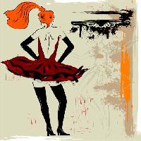 Pixwords Görüntü kırmızı boya, kadın, elbise, çizim, Lunetskaya