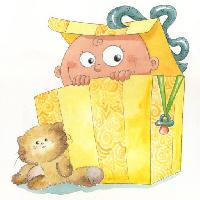 Pixwords Görüntü kutusunda, çocuk, çocuk, Kittie, kedi, hediye Carla F. Castagno (Korat_cn)