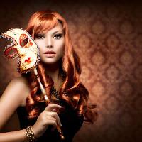 kadın, maske, kırmızı, el, yüz Subbotina - Dreamstime