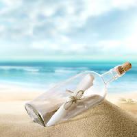 şişe, deniz, kum, kağıt, okyanus Silvae1 - Dreamstime