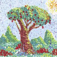 Pixwords Görüntü ağaç, meyve, kırmızı, bahçe, boya, sanat Anastasia Serduykova Vadimovna - Dreamstime