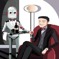 Pixwords Görüntü Robot, adam, şarap, cam Artisticco Llc - Dreamstime