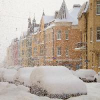 Pixwords Görüntü kış, kar, araba, bina, kar yağışı Aija Lehtonen - Dreamstime